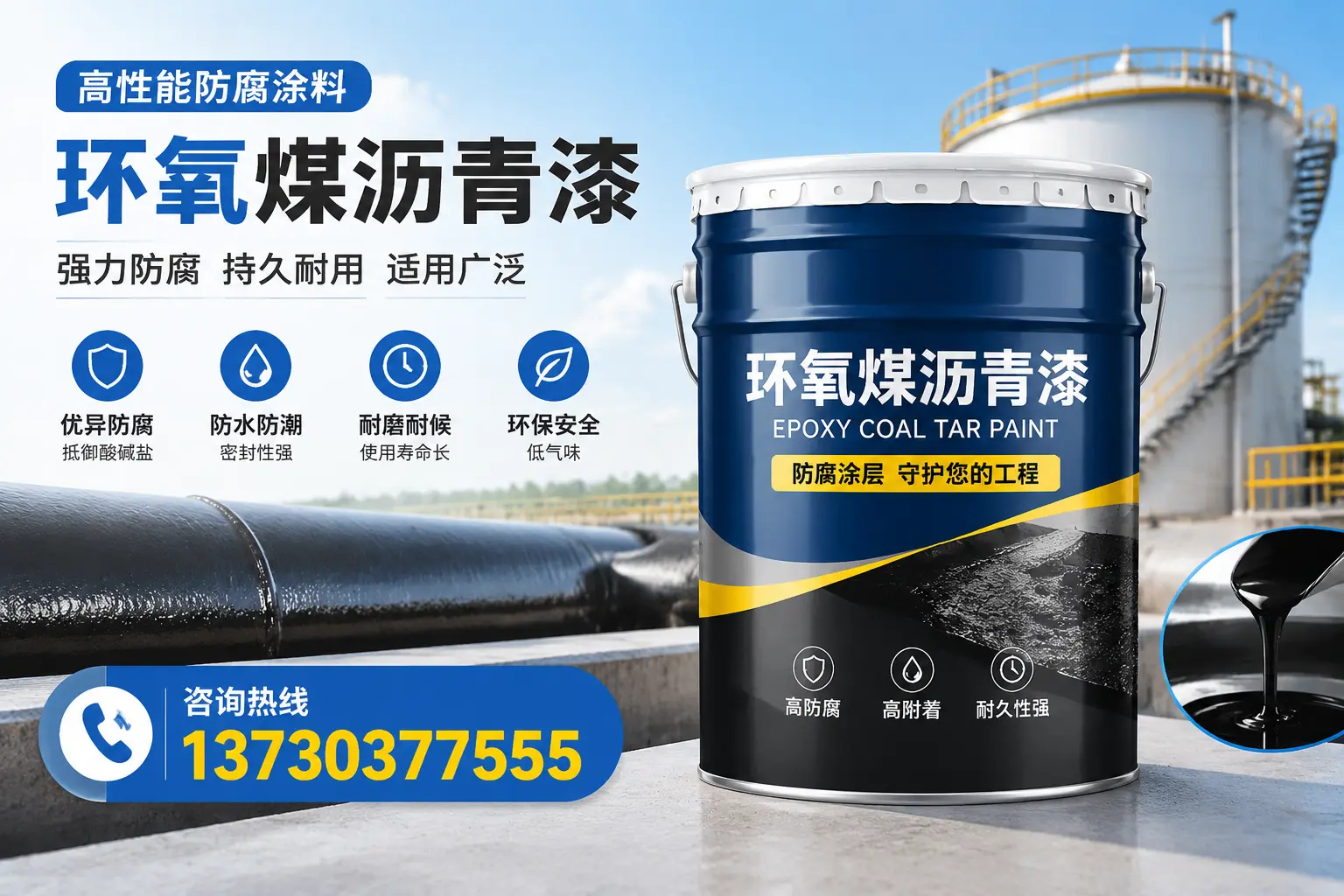 环氧煤沥青漆的耐久性分析，适合富拉尔基区的使用场景
